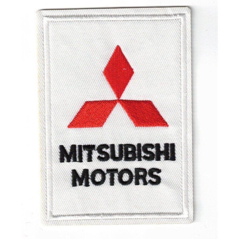 Mitsubishi Racing Motorsports White Logo 4x3in Patch Iron / Sew-On